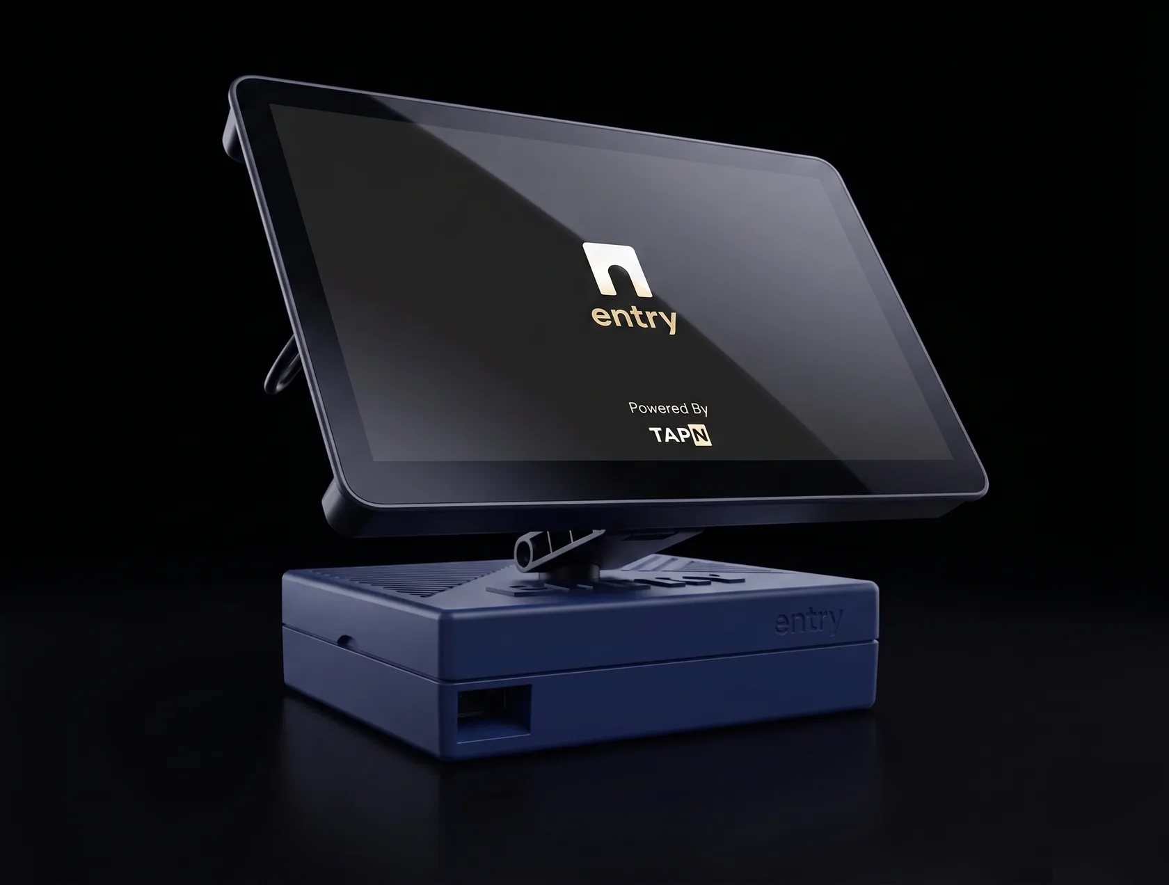 TAPN Entry viewed from the left, showing the kiosk on its printer base.